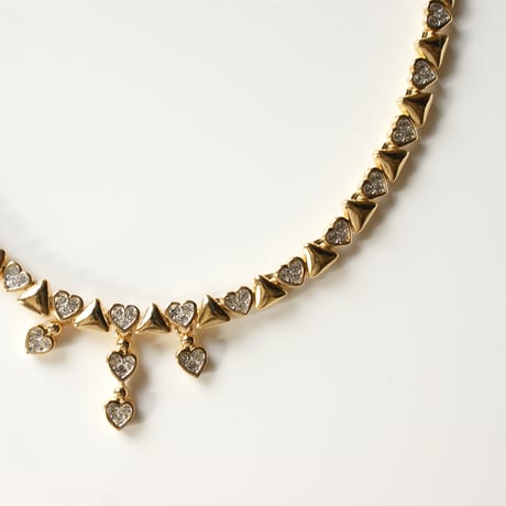 NINA RICCIニナリッチ トライアングル ハート ラインストーン ネックレス 箱BOX付き/ ヴィンテージアクセサリー