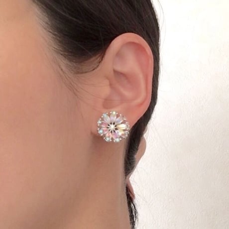 Special price【スペシャル プライス】オーロララインストーン フラワー イヤリング / ヴィンテージアクセサリー