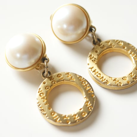 GIVENCHYジバンシィ パール ブランドロゴ フープイヤリング / ヴィンテージ・アクセサリー