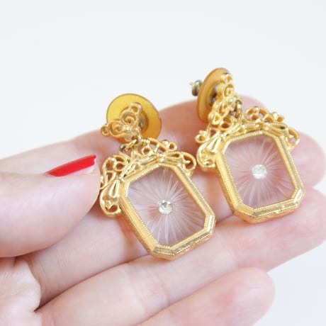 【アメリカ買付 】アールデコ ガラス ピアス/ ヴィンテージジュエリー・アクセサリー