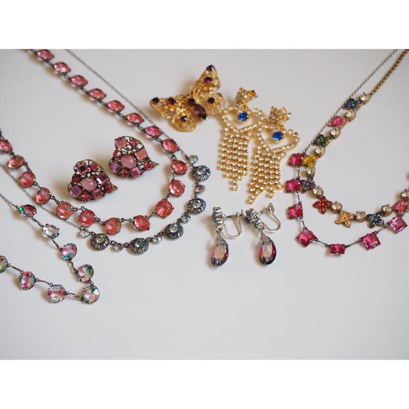 【SALE】アンティーク アイリスガラス 大粒 ネックレス 1920-30's Iris Glass Necklace（ 1920-30年代 アイリスガラス