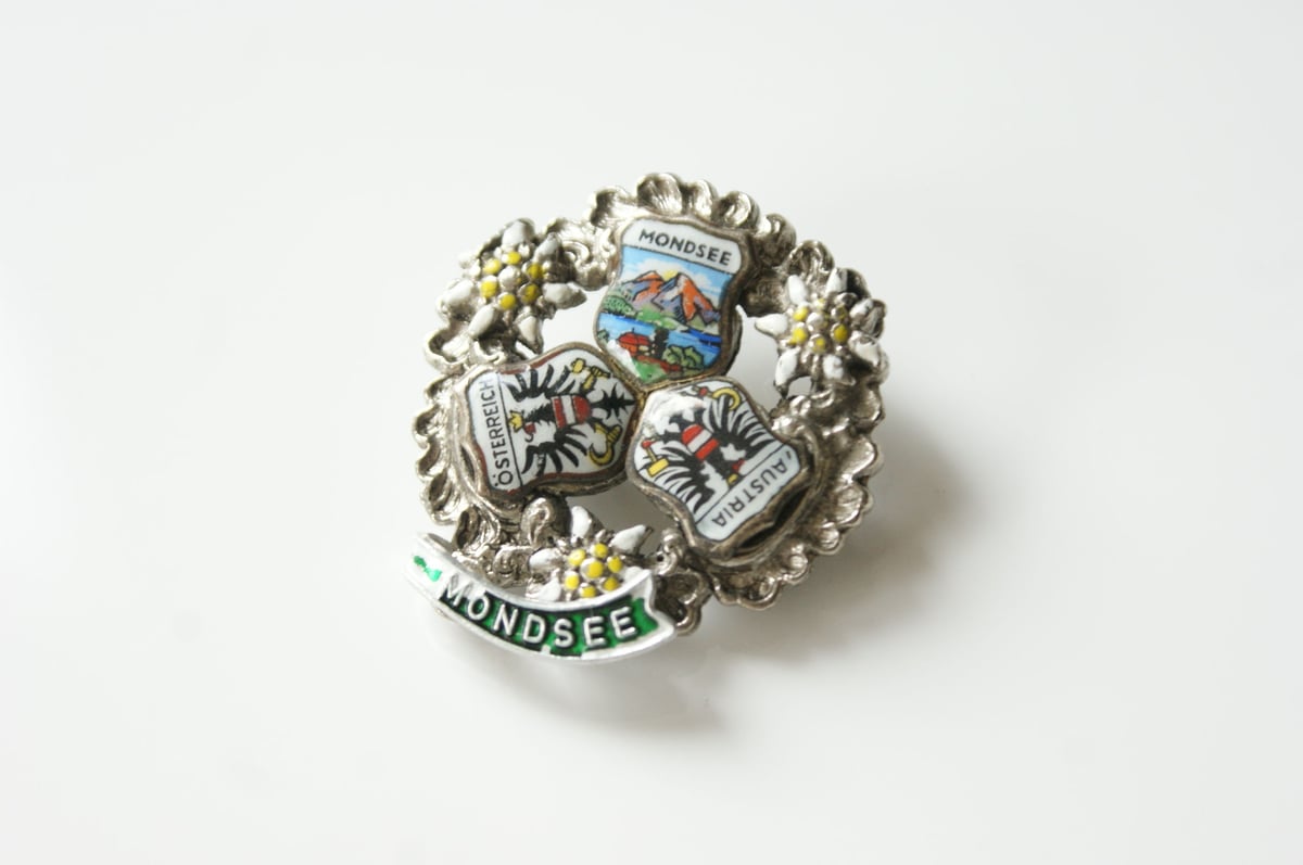 オーストリア 紋章 エーデルワイス トラベルブローチ/ ヴィンテージ