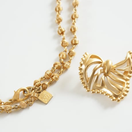 NINA RICCIニナリッチ  ぺルレリボン マットゴールド ブローチ/ ヴィンテージアクセサリー
