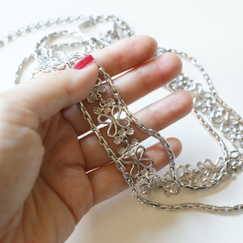 【超お買い得!】 3連シルバー MONETモネ フラワー ネックレス チェーン アクセサリー