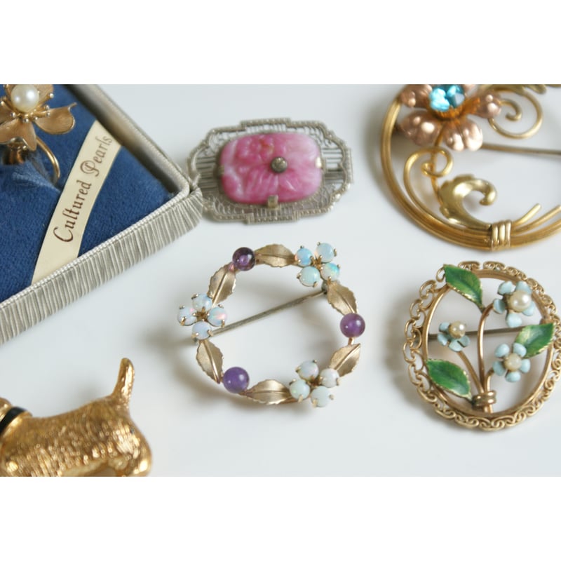 KREMENTZクレメンツ オパール アメシスト リース ブローチ