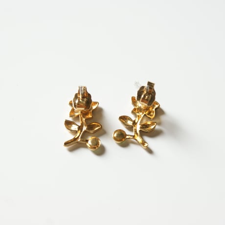 Special price【スペシャル プライス】AVONエイボン 一輪フラワー ピンク グリーン ラインストーン ピアス / ヴィンテージジュエリー・アクセサリー