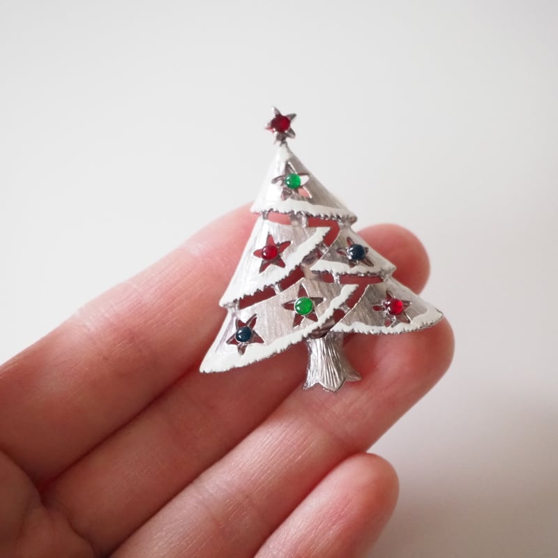USA WEISS ヴィンテージブローチ Xmas Tree 5Candles USA WEISS