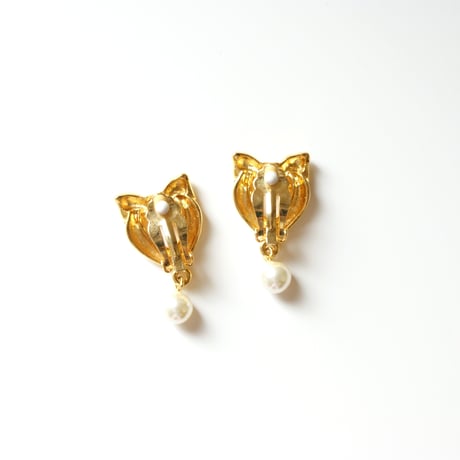 MOSCHINOモスキーノ / ハート リボン パール イヤリング / ヴィンテージアクセサリー