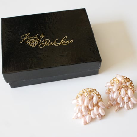 Special price【スペシャルプライス】PARK LANEパークレーン パステルピンク ライスパール イヤリング BOX付き / ヴィンテージ・コスチュームジュエリー