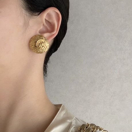 CHANELシャネル  ゴールド ココマーク サークル イヤリング 箱BOX付 / ヴィンテージアクセサリー