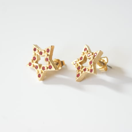 AVONエイボンレッド ラインストーン 星 スター ピアス箱BOX付き / ヴィンテージジュエリー・アクセサリー