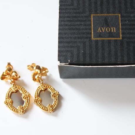 AVONエイボン 鏡 白雪姫 リボン ピアス 箱BOX付き / ヴィンテージ・コスチュームジュエリー