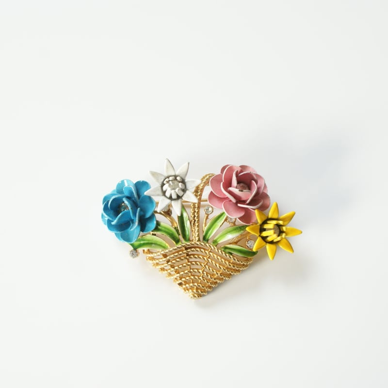 TRIFARIトリファリ カラフルエナメル フラワーバスケット ブローチ