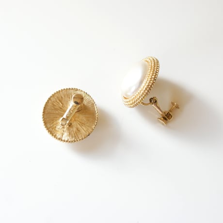 NAPIERネイピア マット ゴールド パール イヤリング / ヴィンテージアクセサリー