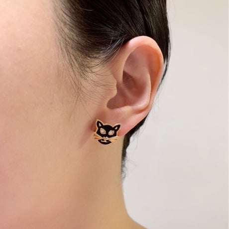 Special price【スペシャルプライス】AVONエイボン 黒猫 ブラックエナメルピアス  / ヴィンテージジュエリー・アクセサリー