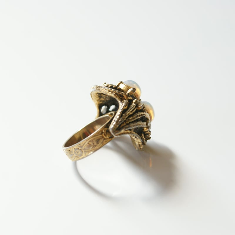 チェコガラス オパール ラインストーン リング指輪 / ヴィンテージ