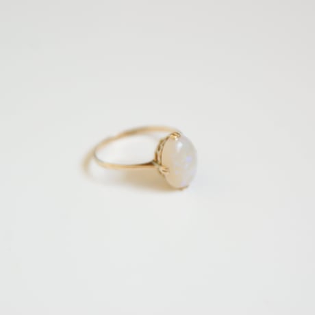 K18YG ホワイトミルクオパール 和リング指輪 / ヴィンテージジュエリー・アクセサリー