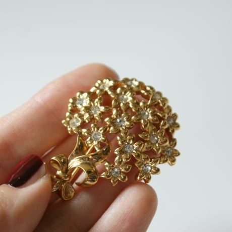 NINA RICCIニナリッチ フラワー リボン ブーケ ブローチ / ヴィンテージアクセサリー