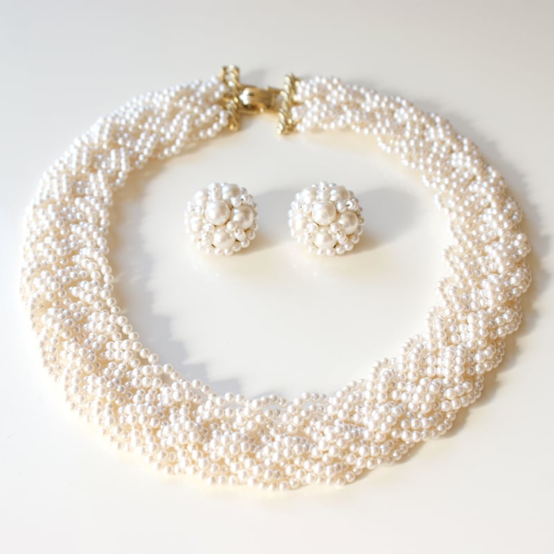 パールネックレス＆イヤリングセット / デッドストック 未使用品  