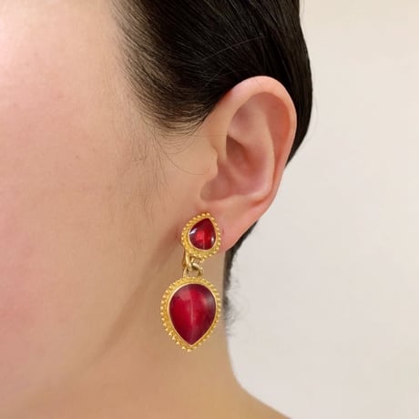 Special price【スペシャル プライス】TRIFARIトリファリ レッド エナメル ドロップ イヤリング / ヴィンテージ・コスチュームジュエリージュエリー