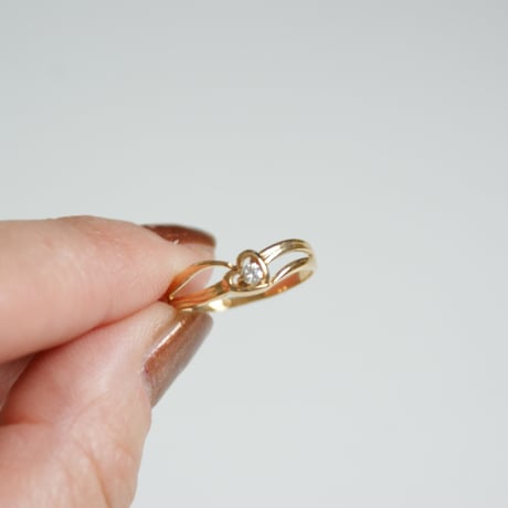 K18YG ダイヤモンド ハート リング指輪 / ヴィンテージジュエリー・アクセサリー