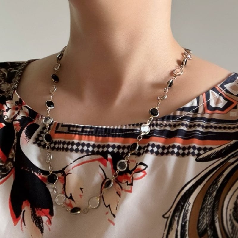 ベゼルセッティング クリスタル ネックレス/ ヴィンテージ