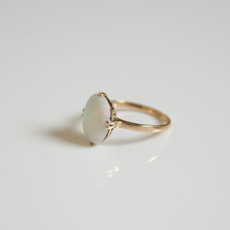 K18YG ホワイトミルクオパール 和リング指輪 / ヴィンテージジュエリー・アクセサリー