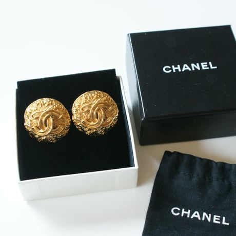 CHANELシャネル  ゴールド ココマーク サークル イヤリング 箱BOX付 / ヴィンテージアクセサリー