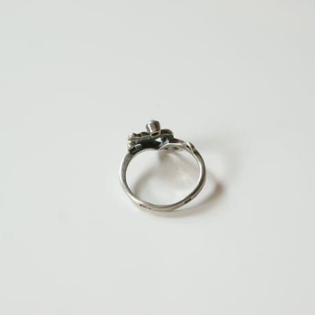 【ロシア買付】シルバー925 ユリ ターコイズ リング指輪 / ヴィンテージジュエリー・アクセサリー