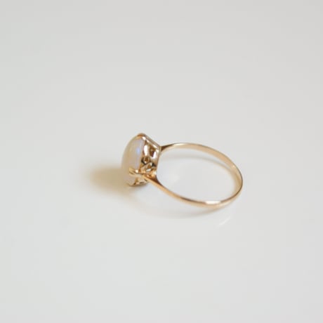 K18YG ホワイトミルクオパール 和リング指輪 / ヴィンテージジュエリー・アクセサリー