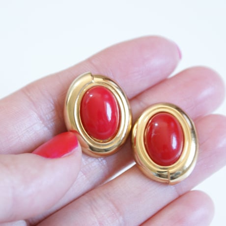 MONETモネ レッドルーサイト ピアス / ヴィンテージアクセサリー