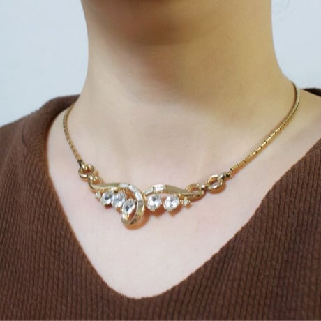Special price【スペシャル プライス】TRIFARIトリファリ PAT.PEND/ アルフレッド・フィリップ /ラインストーンネックレス / ヴィンテージ・コスチュームジュエリー