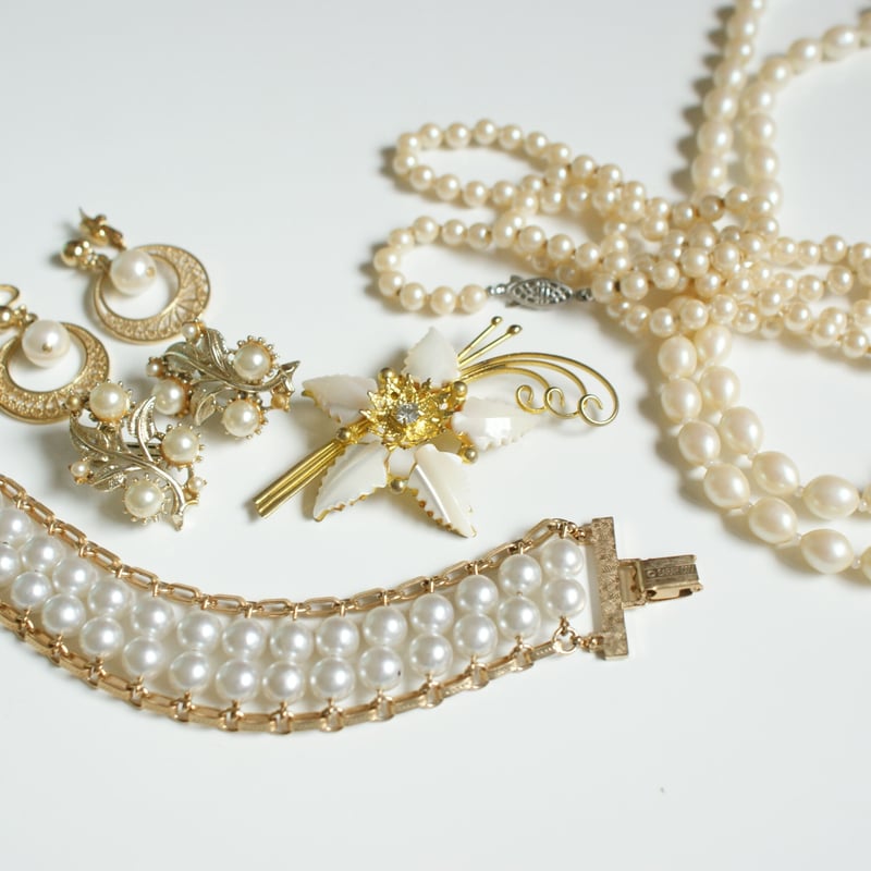 ヴィンテージ ロングネックレス サフィリーン ガラス カッティング装飾 950 ヴィンテージ ロングネックレス サフィリーン ガラス カッティング装飾