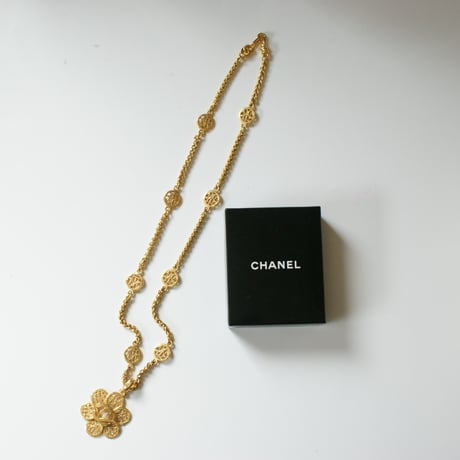 CHANELシャネル  95A ゴールド ココマーク フラワー ロングネックレス 箱BOX付 / ヴィンテージアクセサリー