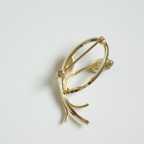 【アメリカ買付】14K GF ジェイド ミニ ブローチ / ヴィンテージ・コスチュームジュエリー