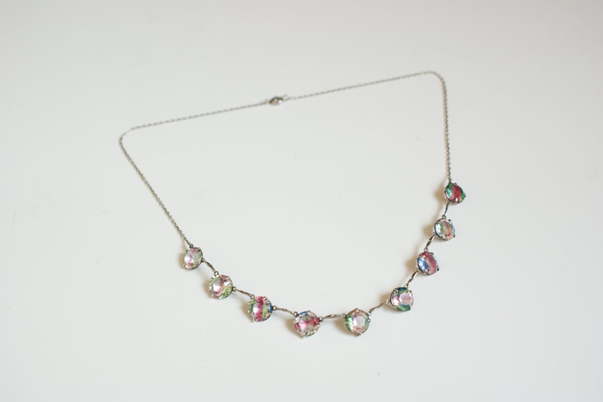 イギリス買付】アイリスガラス 大粒 シンプル ネックレス