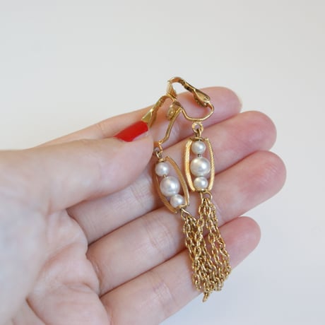 アメリカ買付 パール チェーン イヤリング/ ヴィンテージアクセサリー