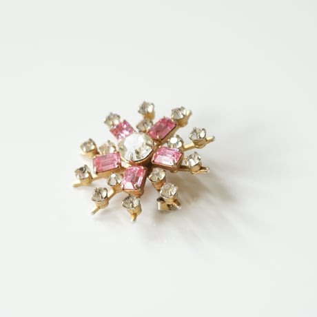 【イギリス買付】スター星 ピンクラインストーン ブローチ / ヴィンテージ・アンティークジュエリー