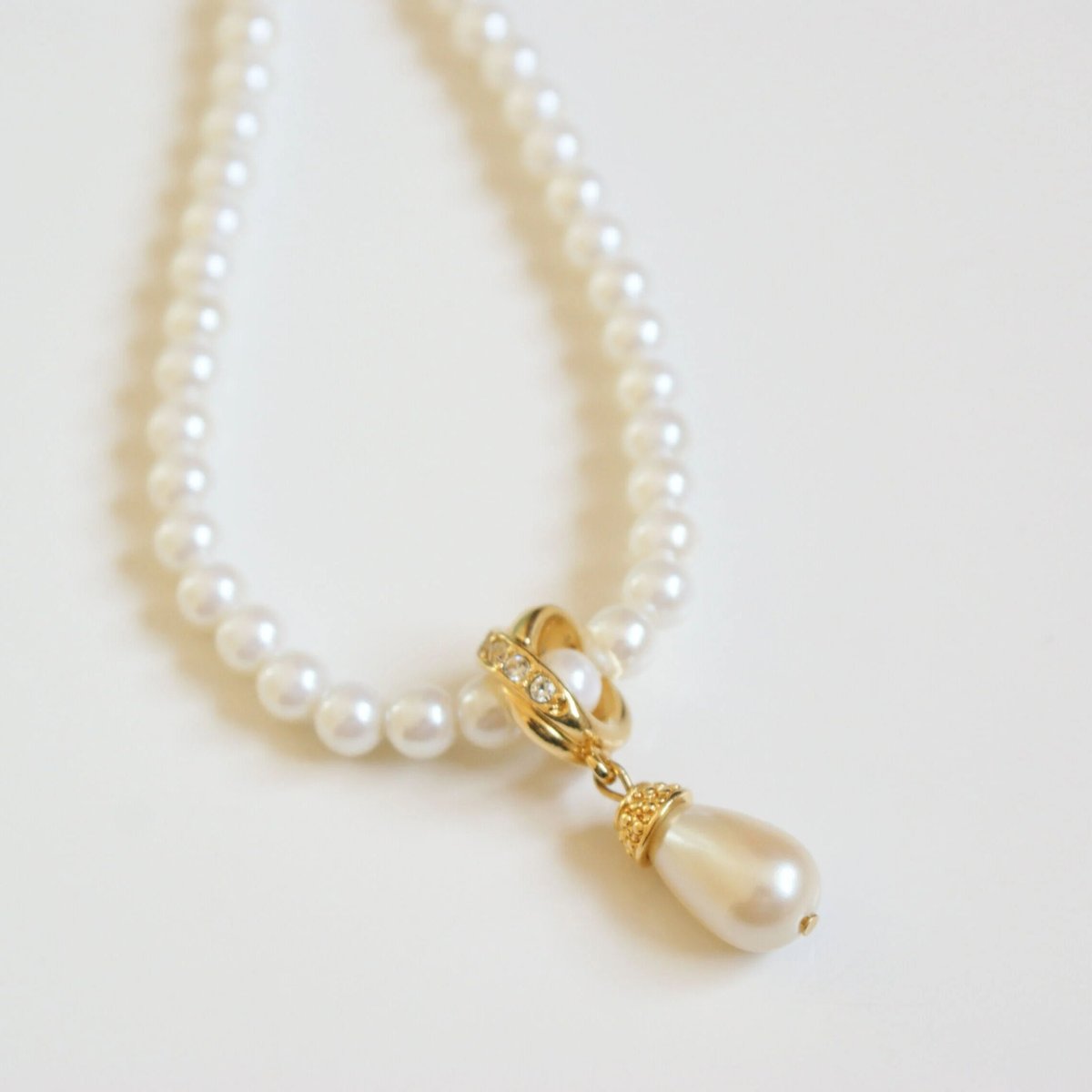 グリポア　ヴィンテージ　パープルラウンド　パールドロップ　ネックレス グリポア ヴィンテージ パープルラウンド パールドロップ