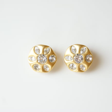 GIVENCHYジバンシィ ラインストーン ゴールド イヤリング / ヴィンテージアクセサリー