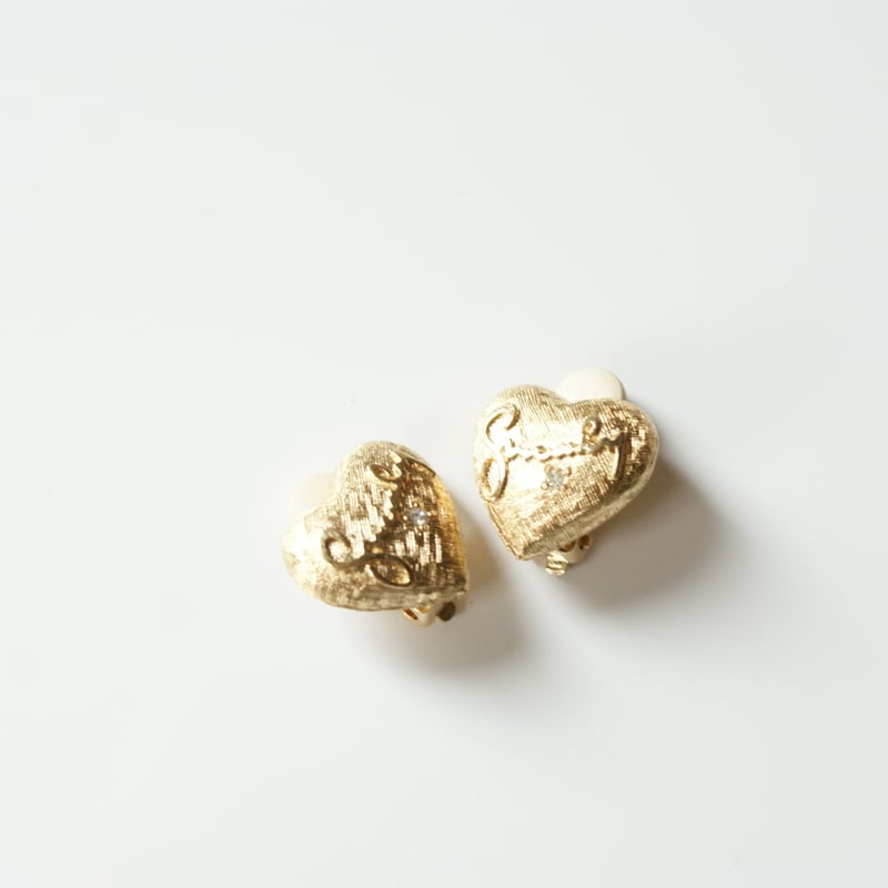 GIVENCHYジバンシィ ハート ラインストーン イヤリング / ヴィンテージ