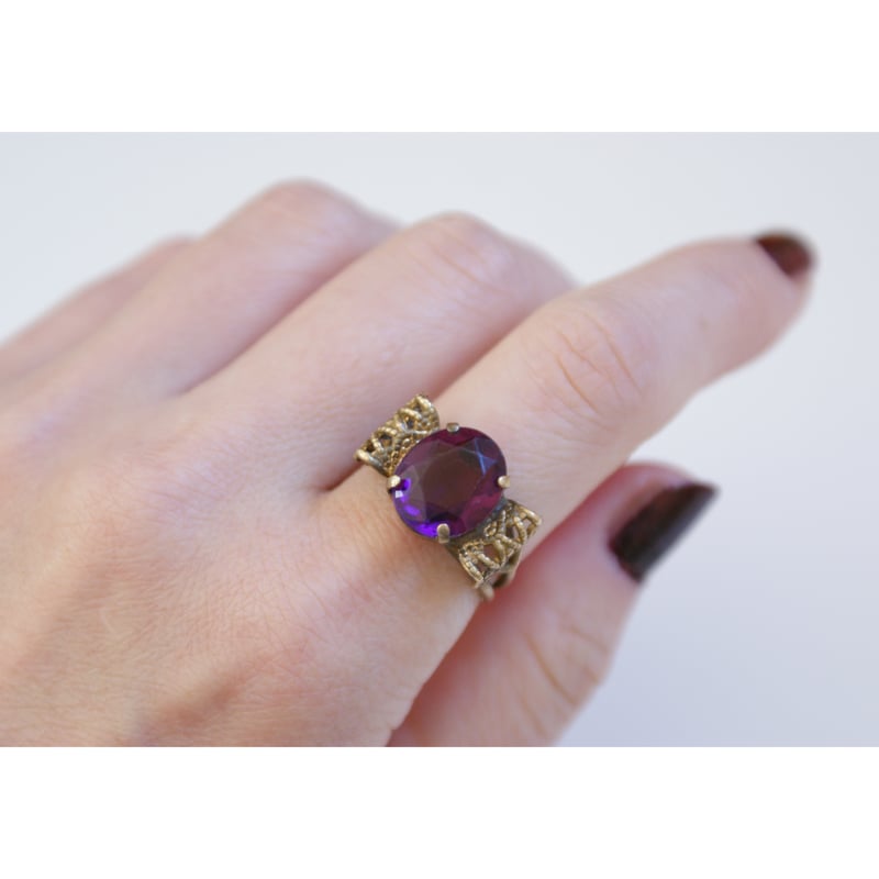 イギリス買付 】リボン パープル リング指輪/ ヴィンテージ