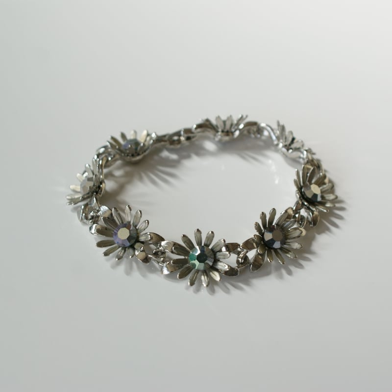 古い 925silver ブレスレット ドライフラワー アクセサリー VINTAGE ヴィンテージ シルバー925 フラワーモチーフ