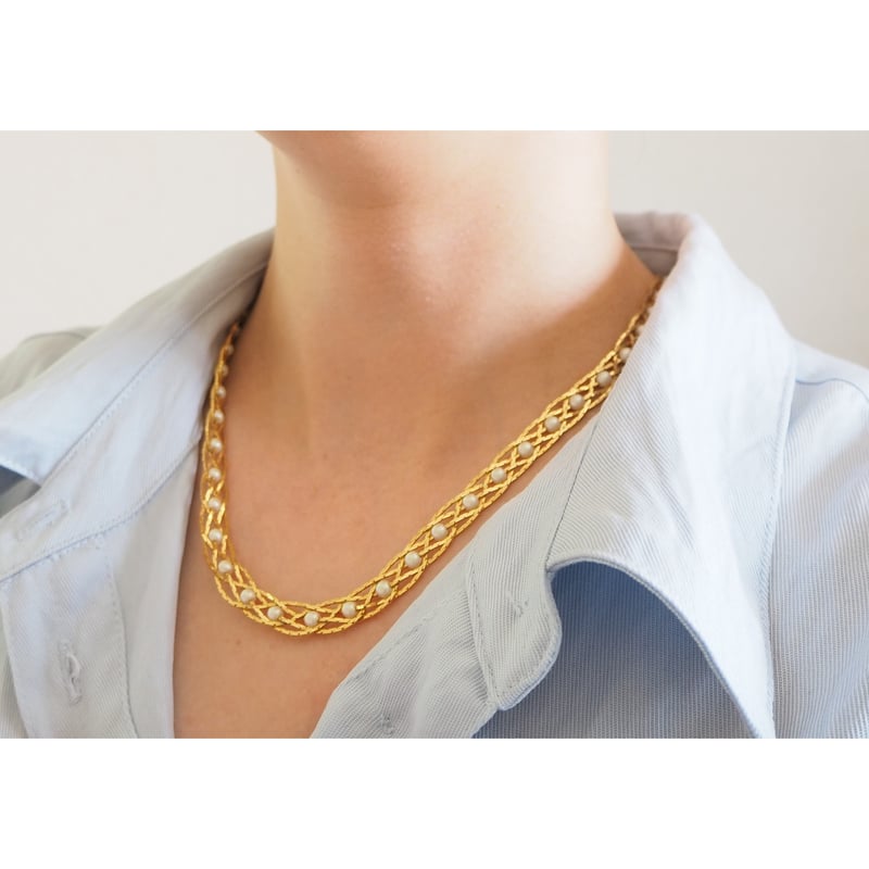 AVONエイボン 編み込みパール ネックレス/ ヴィンテージアクセサリー