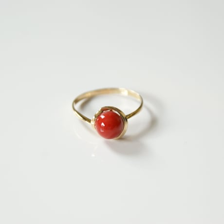 K18YG  赤珊瑚 リング指輪 / ヴィンテージジュエリー・アクセサリー