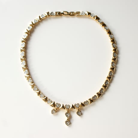 NINA RICCIニナリッチ トライアングル ハート ラインストーン ネックレス 箱BOX付き/ ヴィンテージアクセサリー