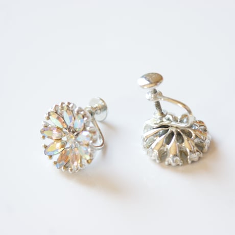 Special price【スペシャル プライス】オーロララインストーン フラワー イヤリング / ヴィンテージアクセサリー