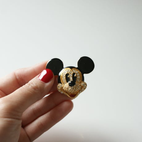 NAPIERネイピア DISNEY ディズニー ミッキー エナメル ラインストーン ブローチ / ヴィンテージ・コスチュームジュエリー    