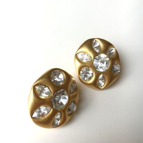 GIVENCHYジバンシィ ラインストーン ゴールド イヤリング / ヴィンテージアクセサリー
