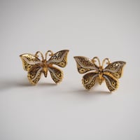 【アメリカ買付】Special price【スペシャル プライス】 Damasquinadoダマスキナード パピヨン バタフライ イヤリング/ ヴィンテージ・コスチュームジュエリー